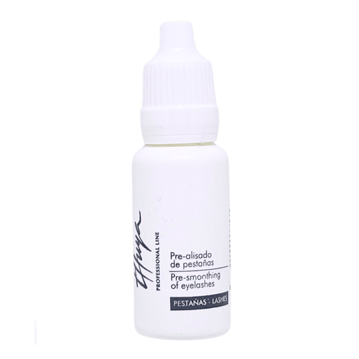close up billede af den praktiske flaske med THUYA Pre-Smoothing Vipper: Vegansk Forberedelse til Lash Lift & Farve
