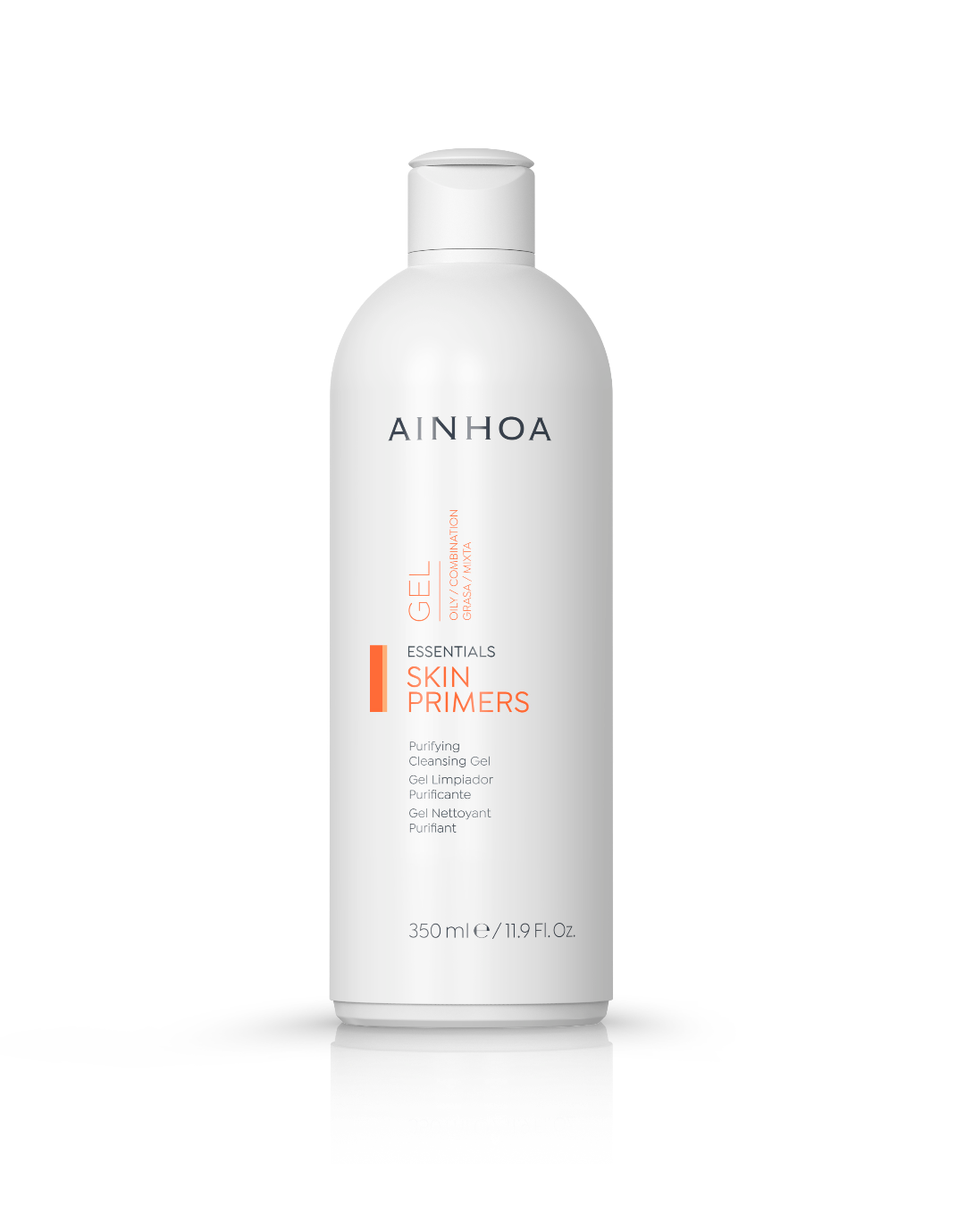 Ainhoa Skin Primers rensegel fjerner urenheder og overskydende fedt. Vegansk, oliefri og sæbefri. Velegnet til fedtet og kombineret hud.