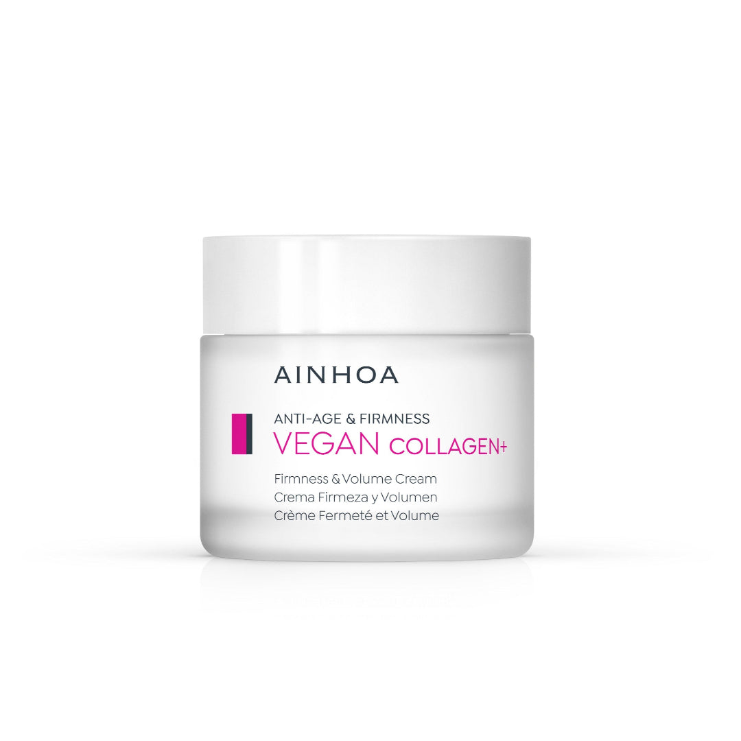 Ainhoa Vegan Collagen+ Firmness & Volume Cream: Kraftig prisvindende Dag- og nat collagen creme med vegansk kollagen. Øger makant fasthed, volumen og elasticitet. Velegnet til alle hudtyper.