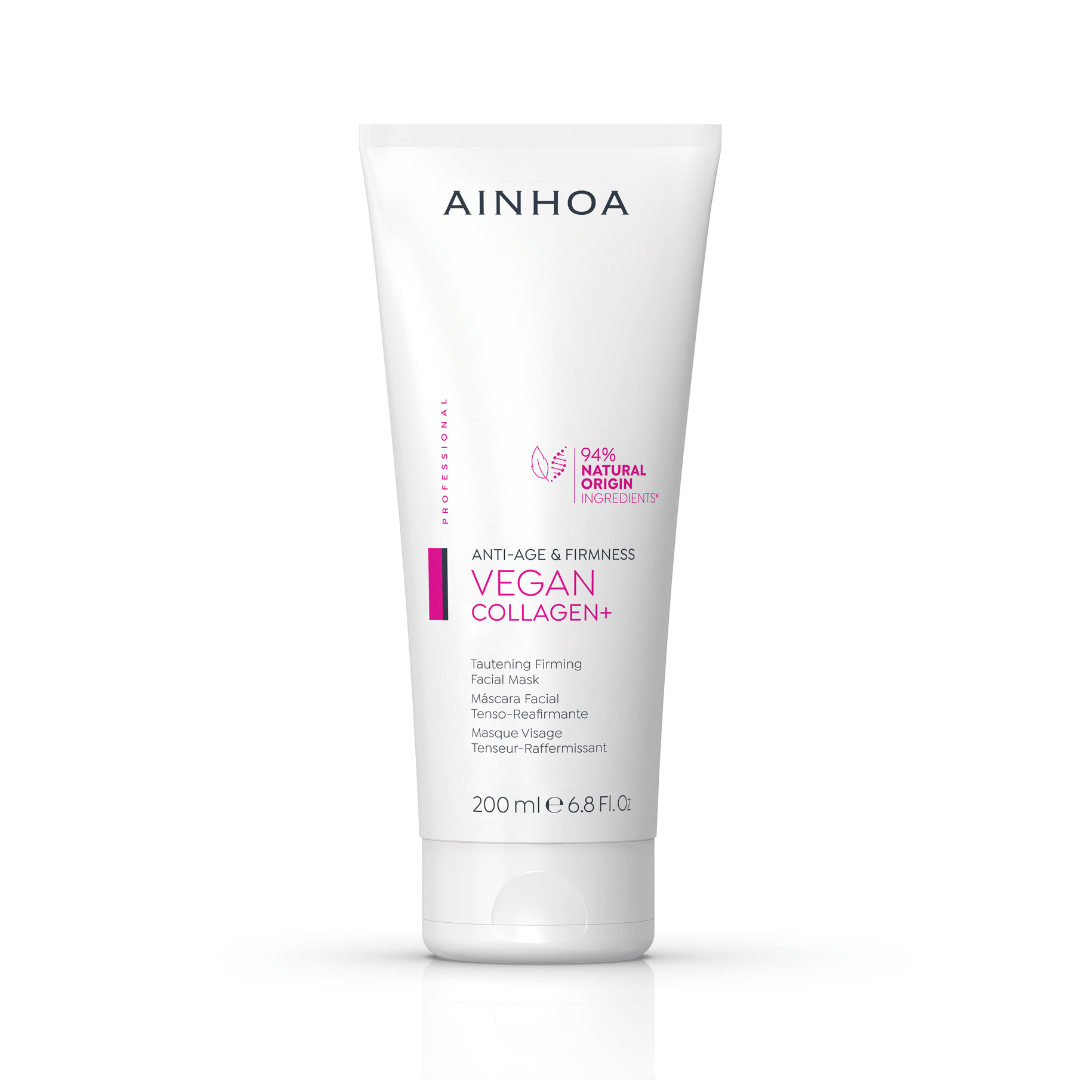 Billedet viser en 200 ml. Ainhoa Vegan Collagen+ Maske: Vegansk ansigtsmaske med kollagenpeptid. Opstrammer kraftigt, forbedrer fasthed og elasticitet. Anti-age.