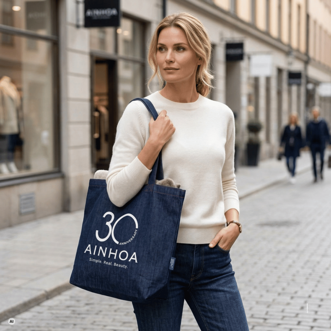 AINHOA 30TH ANNIVERSARY RECYCLED DENIM SHOPPING BAG