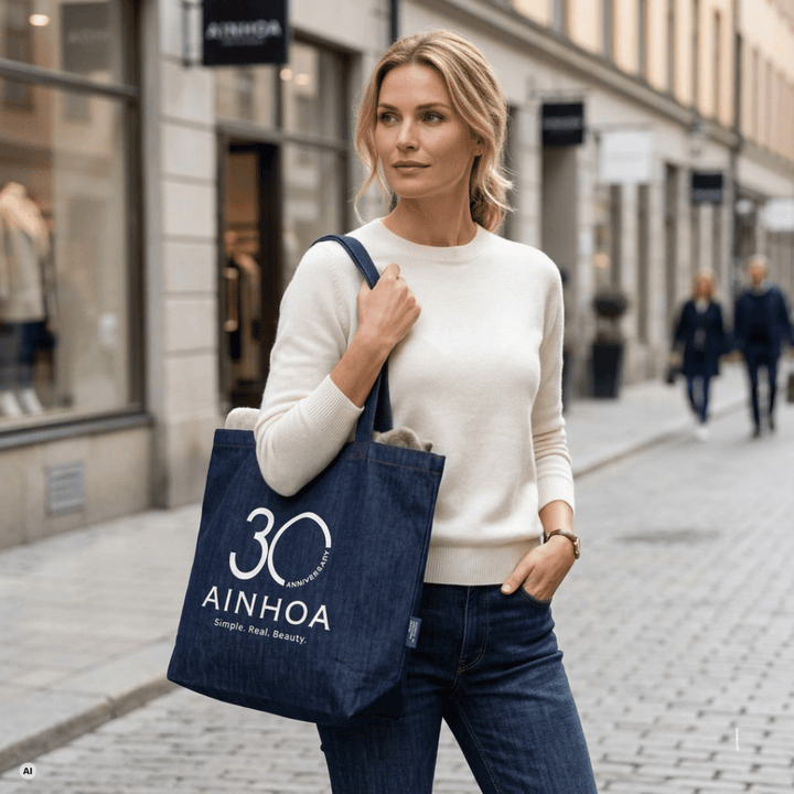 AINHOA 30TH ANNIVERSARY RECYCLED DENIM SHOPPING BAG