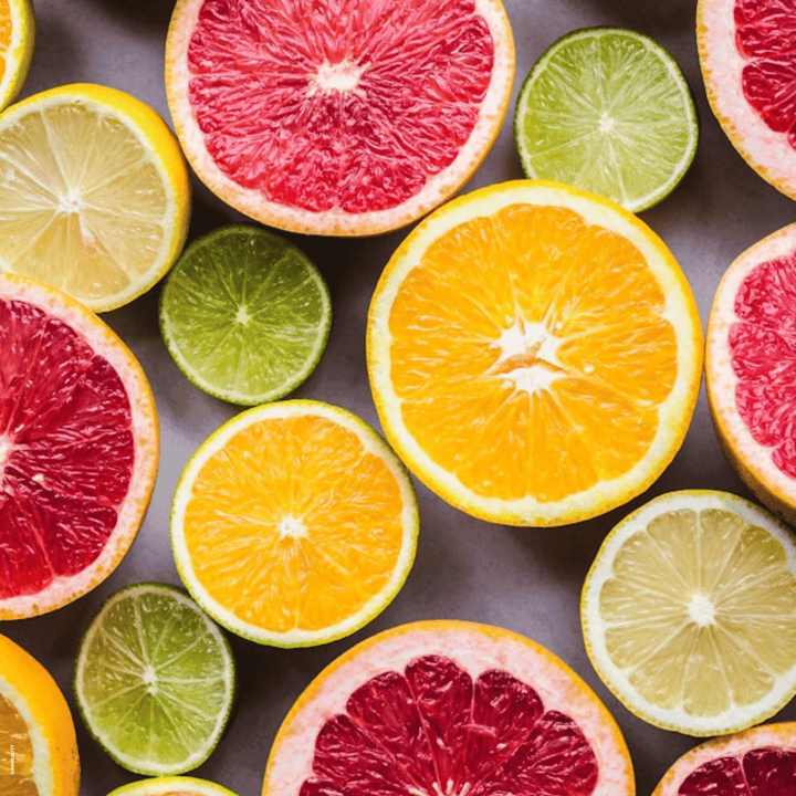 Overskåren citrusfrugter, ingrediens i Ainhoa Body Exfoliator med naturlige silica og AHA-kompleks forbedrer hudens glathed og cellefornyelse. Velegnet til professionel og privat brug.