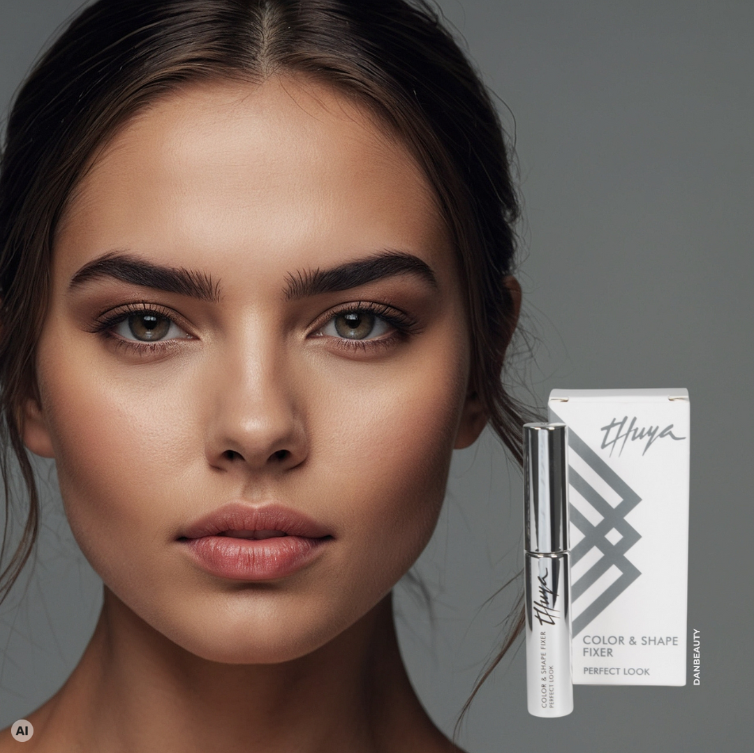 billede af flot model med 🌱 THUYA Bryn Fixer: Vegansk Serum - Fiksér Farve &amp; Form