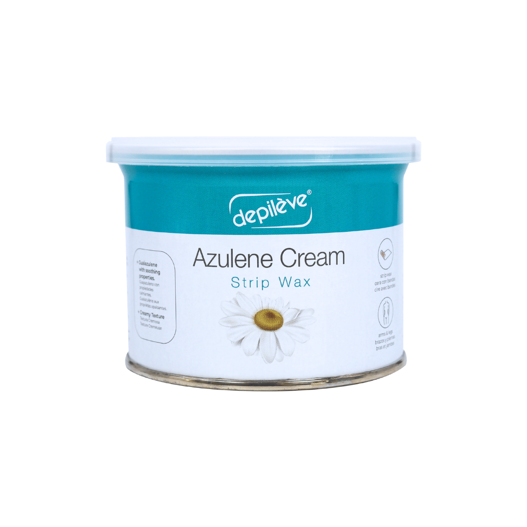 billedet viser produktet Depilève Azulene Cream Strip Wax, som er en Skånsom Voks til Sensitiv Hud.