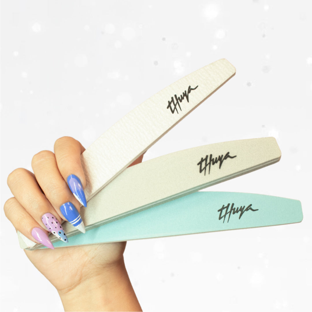 BLUE CUSHIONED NAIL FILE HALF MOON 120/240