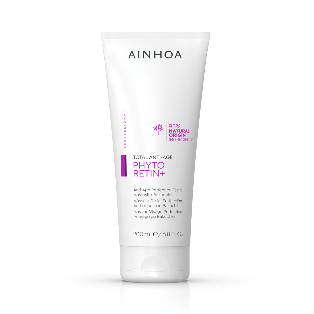 Ainhoa Phyto Retin+ Anti Age Perfection Facial Mask: Vegansk maske med bakuchiol. Opstrammer, reducerer rynker og giver glød. Til professionel og hjemmebrug.