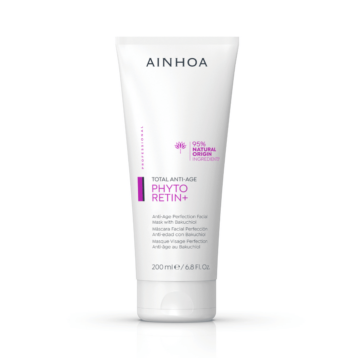 Ainhoa Phyto Retin+ Anti Age Perfection Facial Mask: Vegansk maske med bakuchiol. Opstrammer, reducerer rynker og giver glød. Til professionel og hjemmebrug.