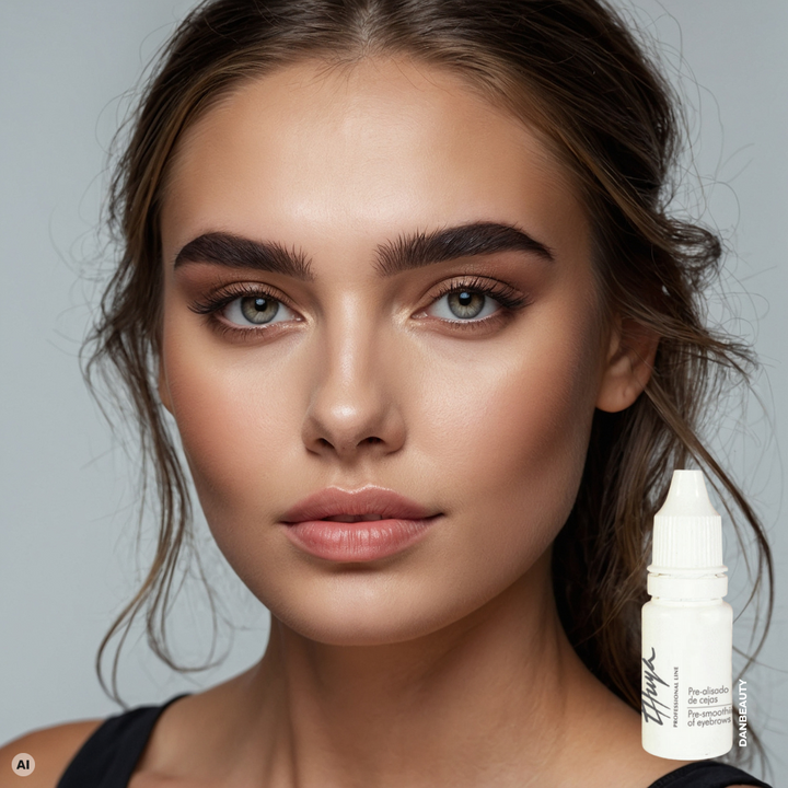 Smuk model præsenterer THUYA Pre-Smoothing Bryn: Vegansk Forberedelse til Lamination &amp; Farve
