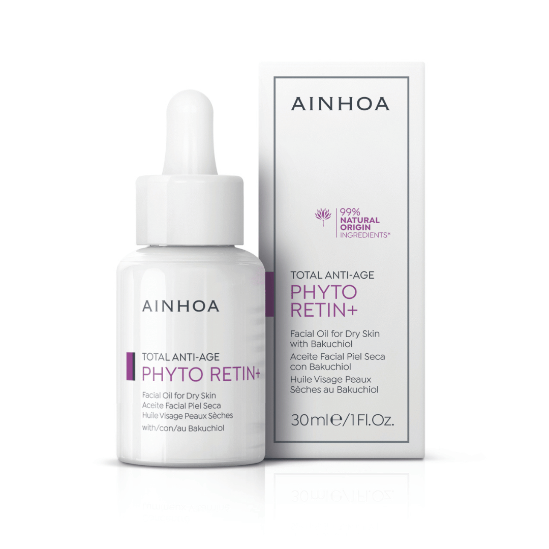 Ainhoa Retin+ Facial Oil: Vegansk olie med bakuchiol, baobab, mandel og abrikos. Forbedrer elasticitet og hudens udseende. Ikke-fedtende.