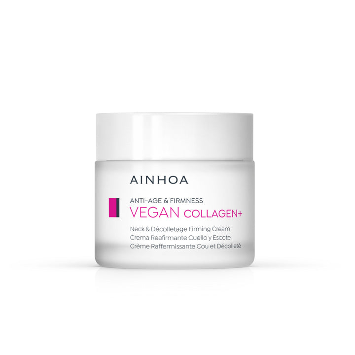 Ainhoa Vegan Collagen+ Creme: Vegansk hals creme med kollagenpeptid. Opstrammer, forbedrer fasthed og elasticitet på hals og decolleté.